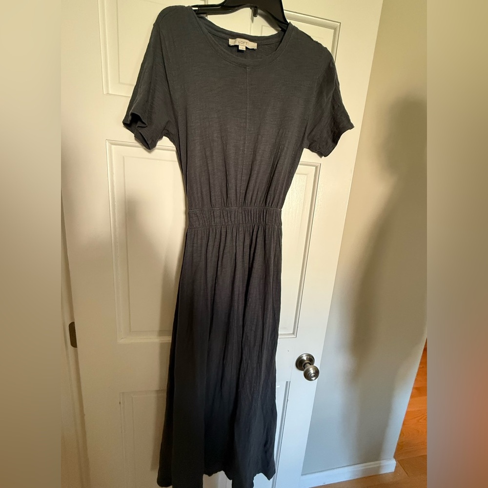 LOFT Charcoal open back Maxi dress